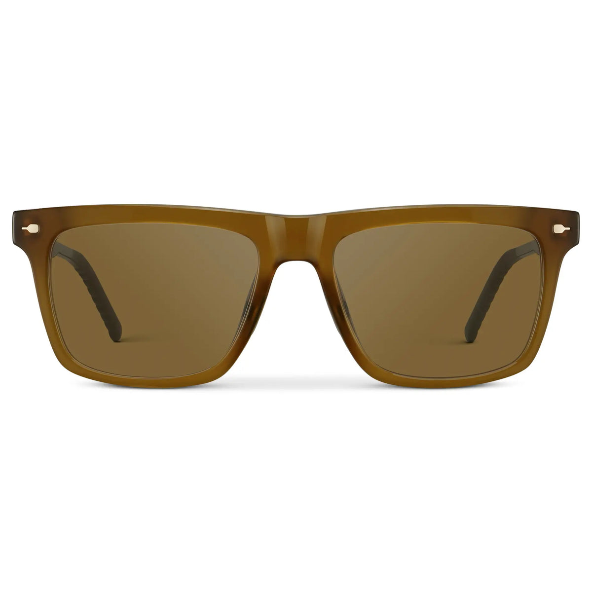 Dune Brown / Amber || Men's Classic Rectangular Prescription Sunglasses with Dune Brown Frame and Brown Lens on a white background