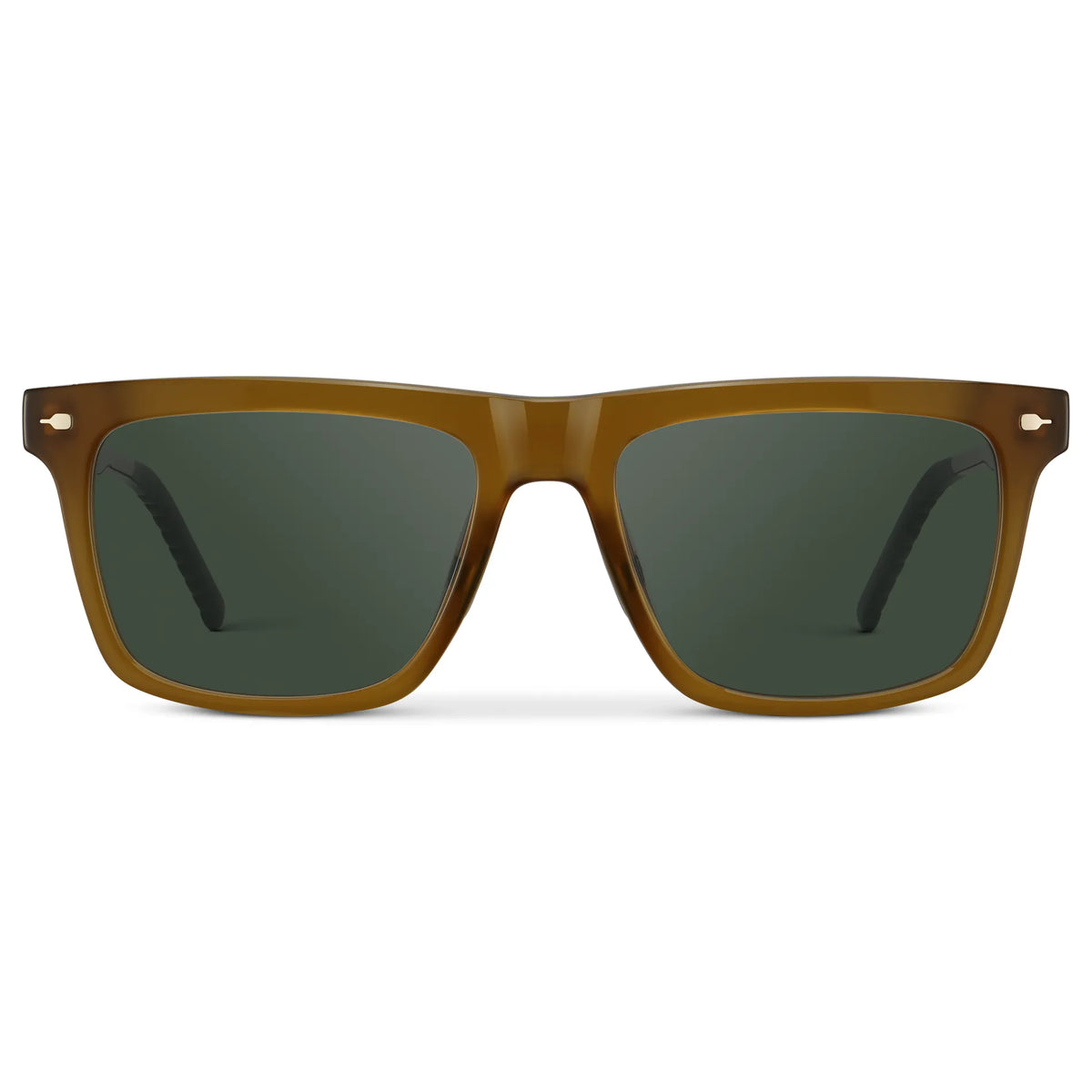 Dune Brown / G15 || Men's Classic Rectangular Prescription Sunglasses with Dune Brown Frame and Green Lens on a white background