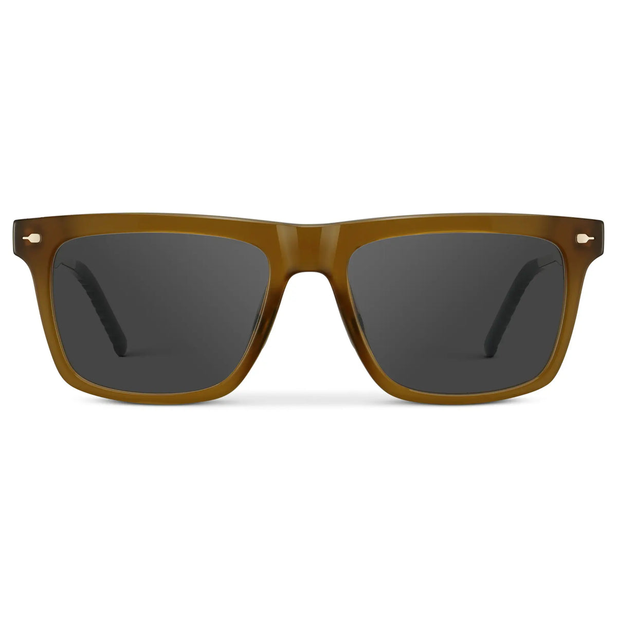 Dune Brown / Grey || Men's Classic Rectangular Prescription Sunglasses with Dune Brown Frame and Grey Lens on a white background
