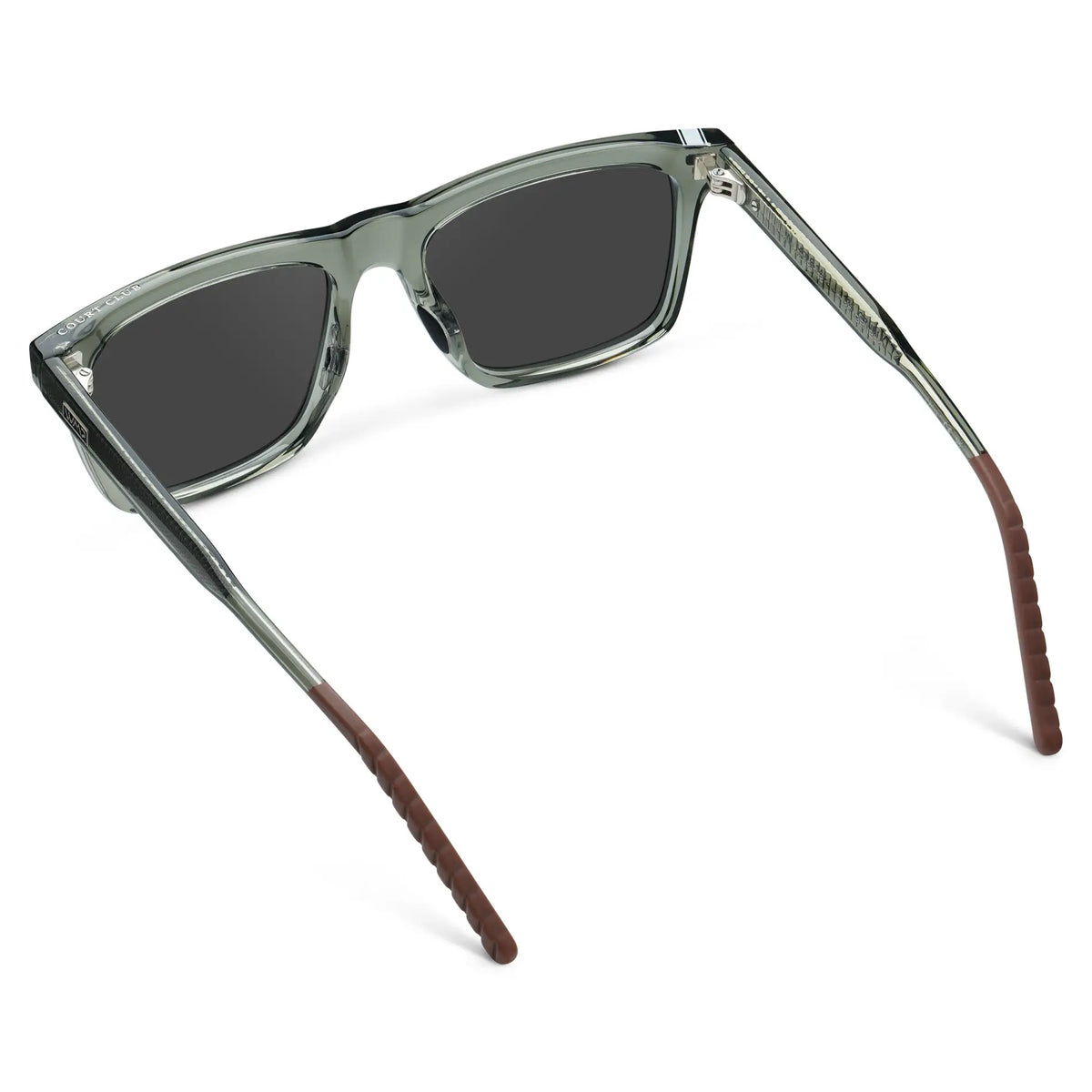 Sage Green / Grey || Back view of Men's Classic Rectangular Prescription Sunglasses with Sage Green Frame and Grey Lens on a white background