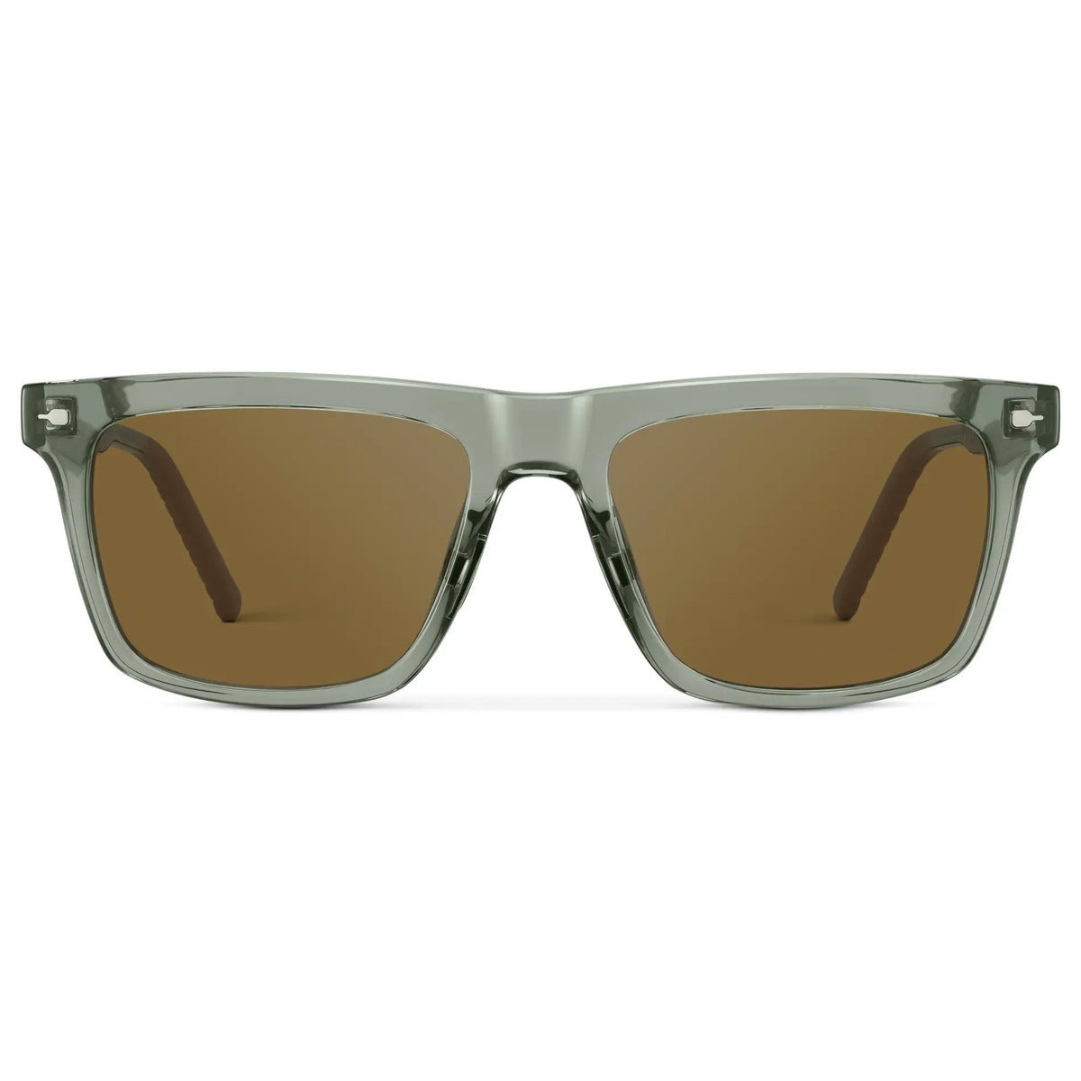 Sage Green / Amber || Men's Classic Rectangular Prescription Sunglasses with Sage Green Frame and Brown Lens on a white background