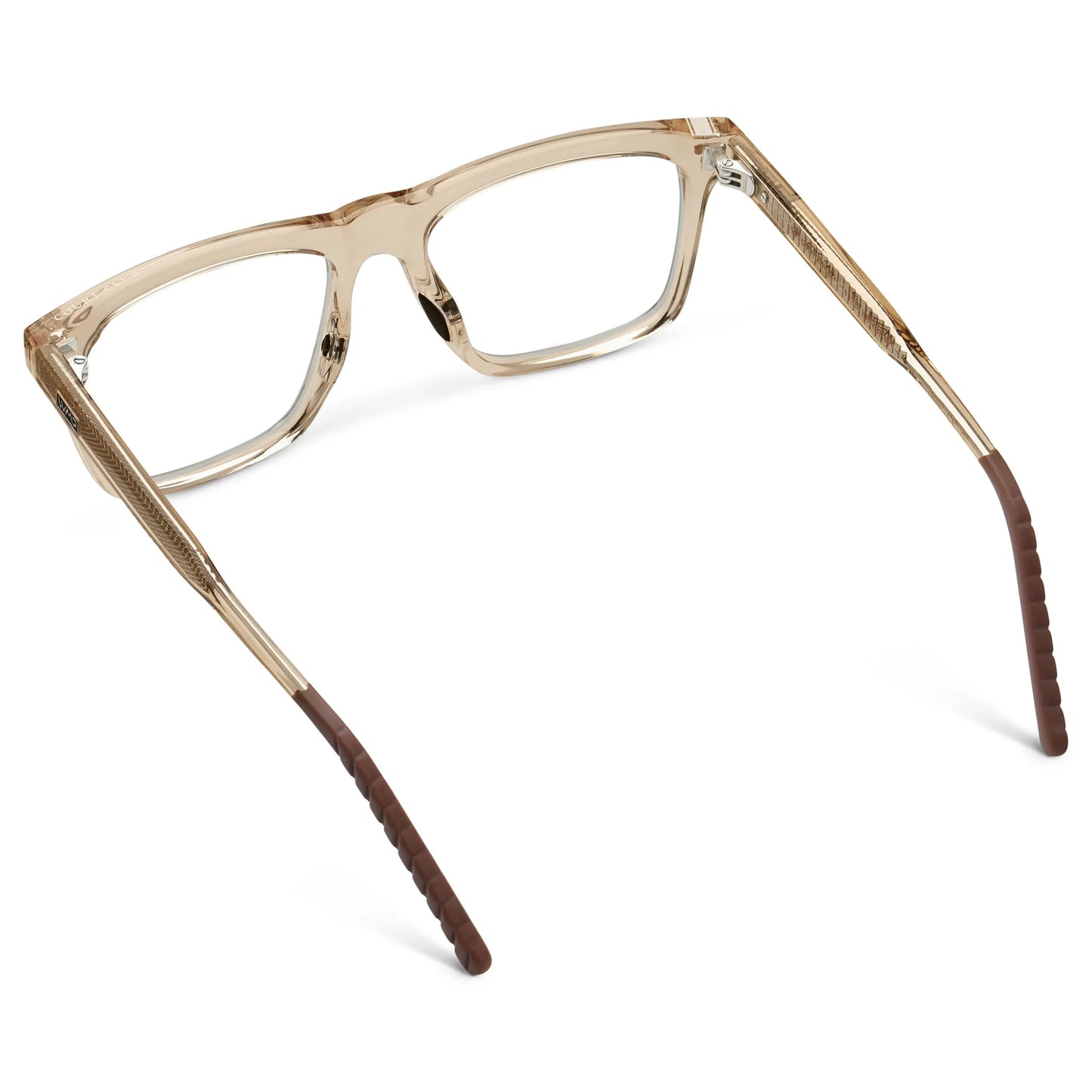 Sand Brown || Back view of Men's Classic Rectangular Prescription Eyeglasses with Sand Brown Frame and Clear Lens on a white background