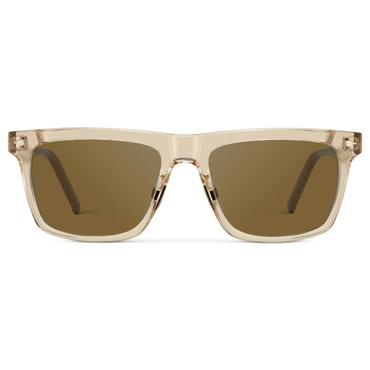 Sand Brown / Amber || Men's Classic Rectangular Sunglasses with Sand Brown Frame and Brown Lens on a white background