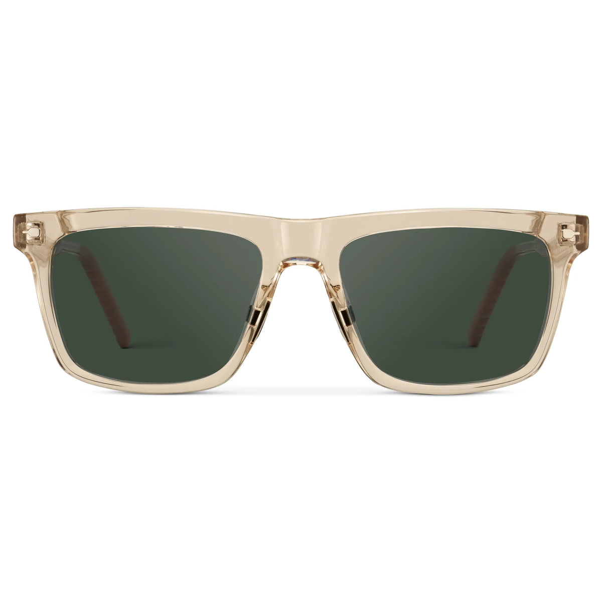 Sand Brown / G15 || Men's Classic Rectangular Sunglasses with Sand Brown Frame and Green Lens on a white background