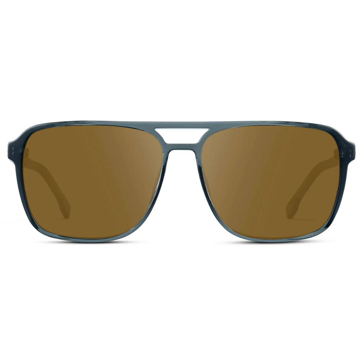 Stone Blue / Amber || Stone Blue Men's Square Aviator Prescription Sunglasses with Brown Lenses on a white background