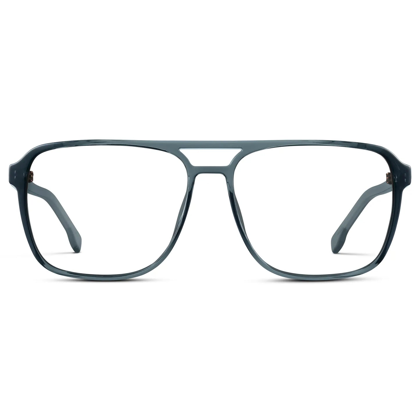 Stone Blue || Stone Blue Men's Square Aviator Prescription Glasses with Clear Lenses on a white background