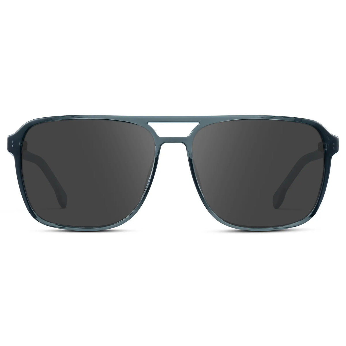 Stone Blue / Grey || Stone Blue Men's Square Aviator Prescription Sunglasses with Grey Lenses on a white background