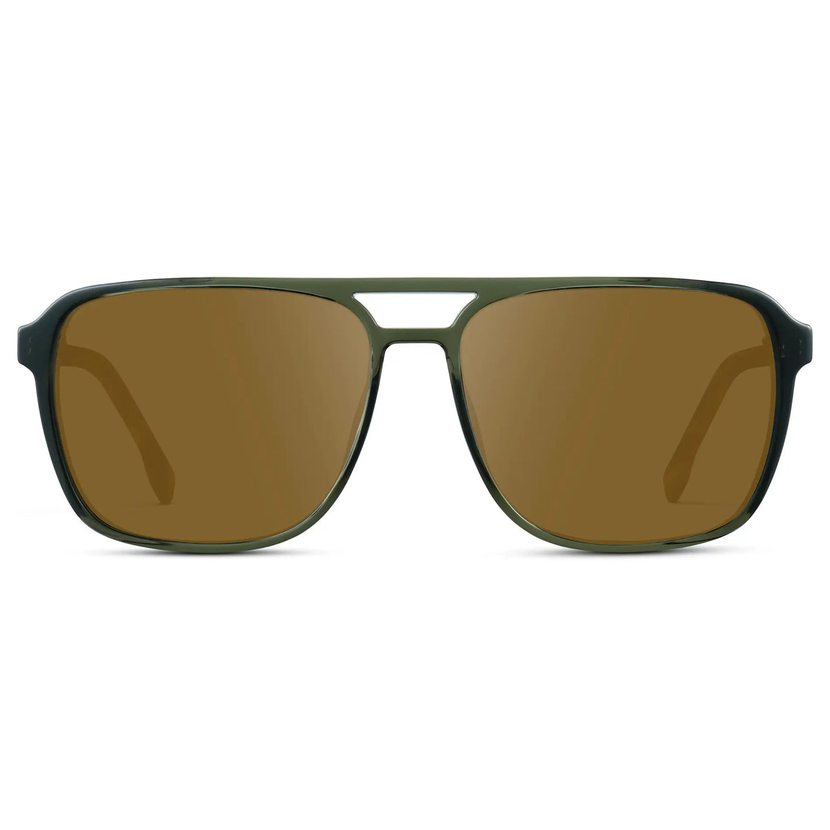 Tortoise Sage / Amber || Tortoise Sage Men's Square Aviator Prescription Sunglasses with Brown Lenses on a white background