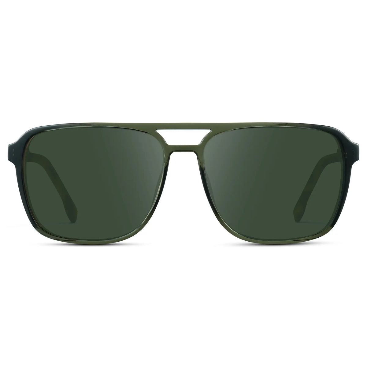 Tortoise Sage / G15 || Tortoise Sage Men's Square Aviator Prescription Sunglasses with Green Lenses on a white background
