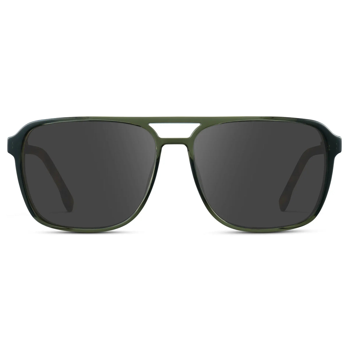 Tortoise Sage / Grey || Tortoise Sage Men's Square Aviator Prescription Sunglasses with Grey Lenses on a white background