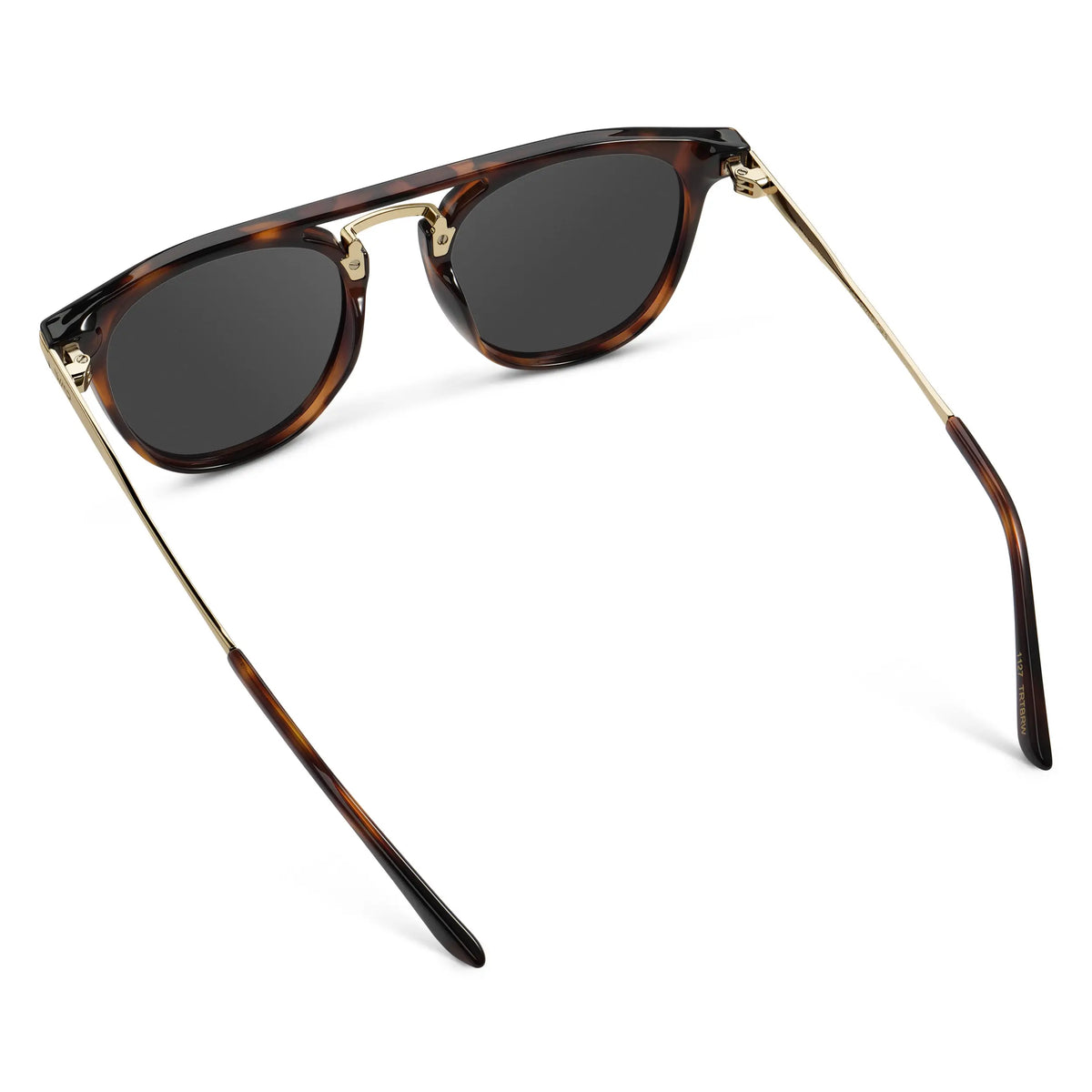 Brown Tortoise / Grey || Back view of Men's Round Prescription Sunglasses with Brown Tortoise Frame and Grey Lenses on a white background