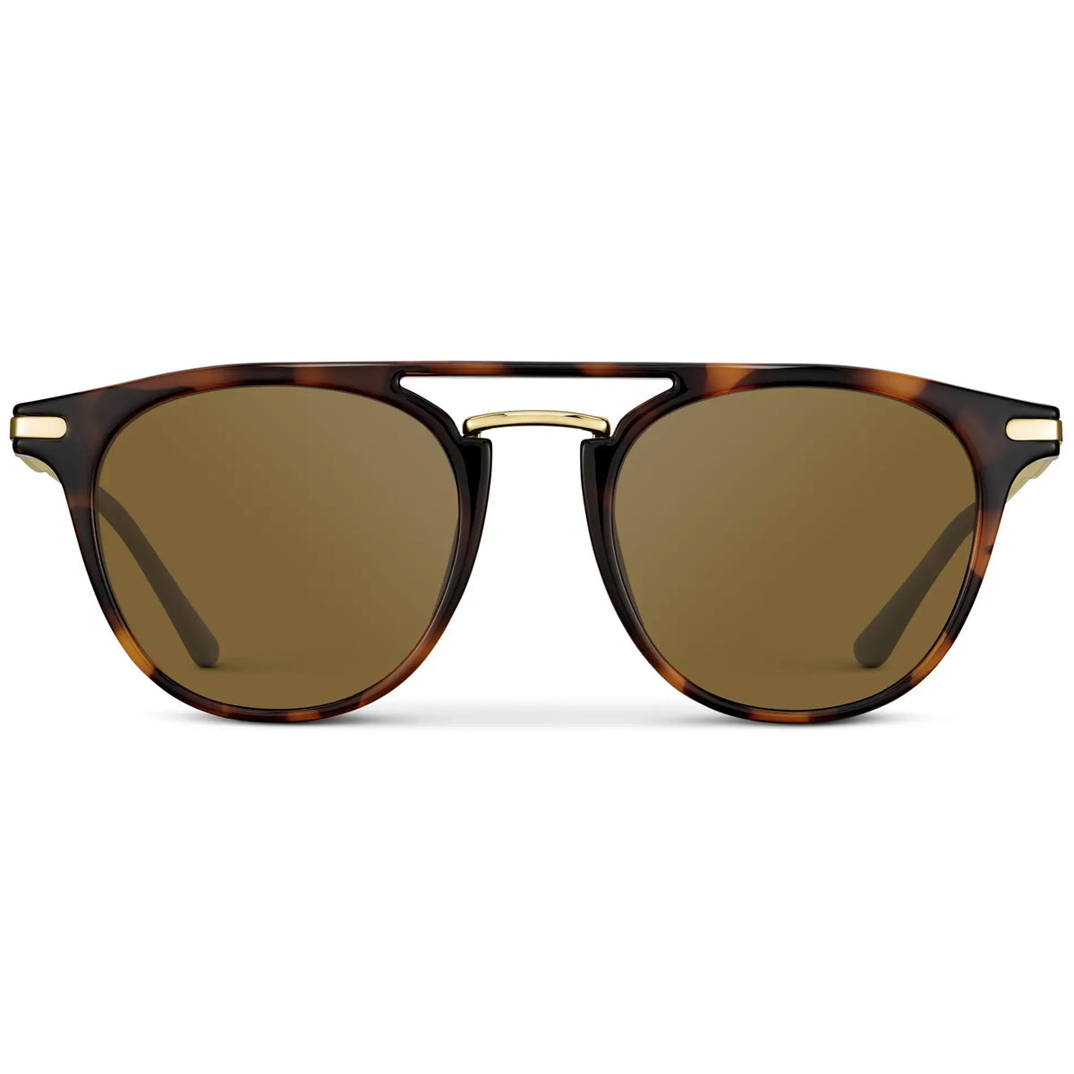 Brown Tortoise / Amber || Men's Round Prescription Sunglasses with Brown Tortoise Frame and Amber Lenses on a white background