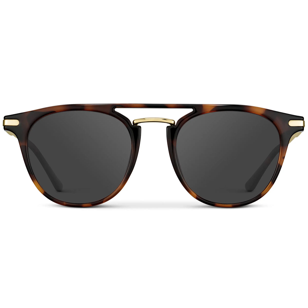 Brown Tortoise / Grey || Men's Round Prescription Sunglasses with Brown Tortoise Frame and Grey Lenses on a white background