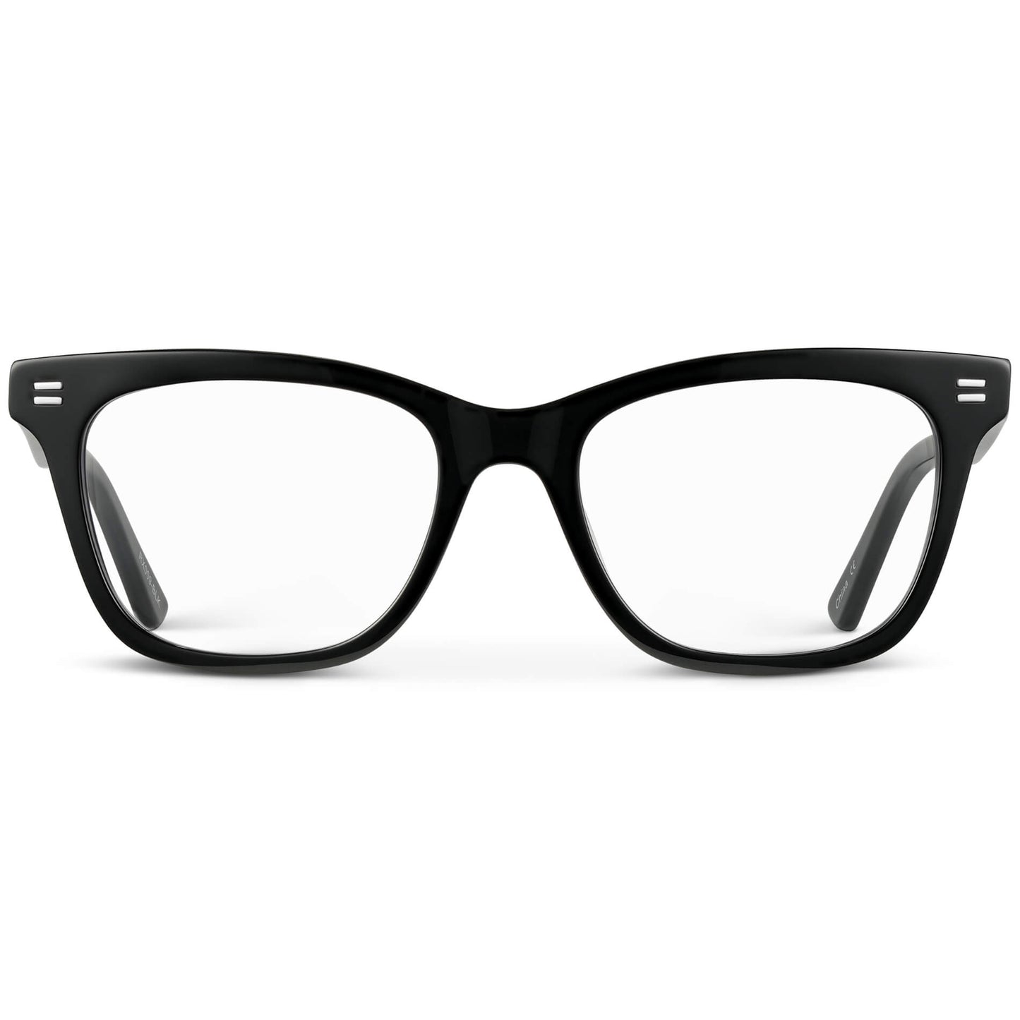 Black || Women's retro cat-eye black acetate frames with clear prescription lens