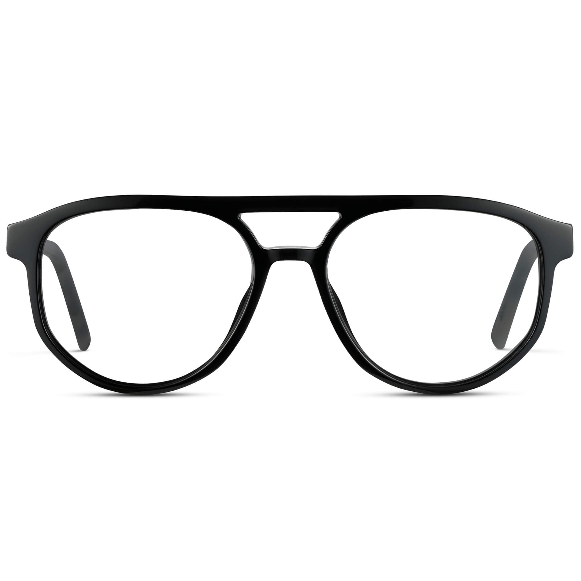 Black Beige Tortoise || Modern Aviator Black Acetate Frame with Clear Prescription Lens