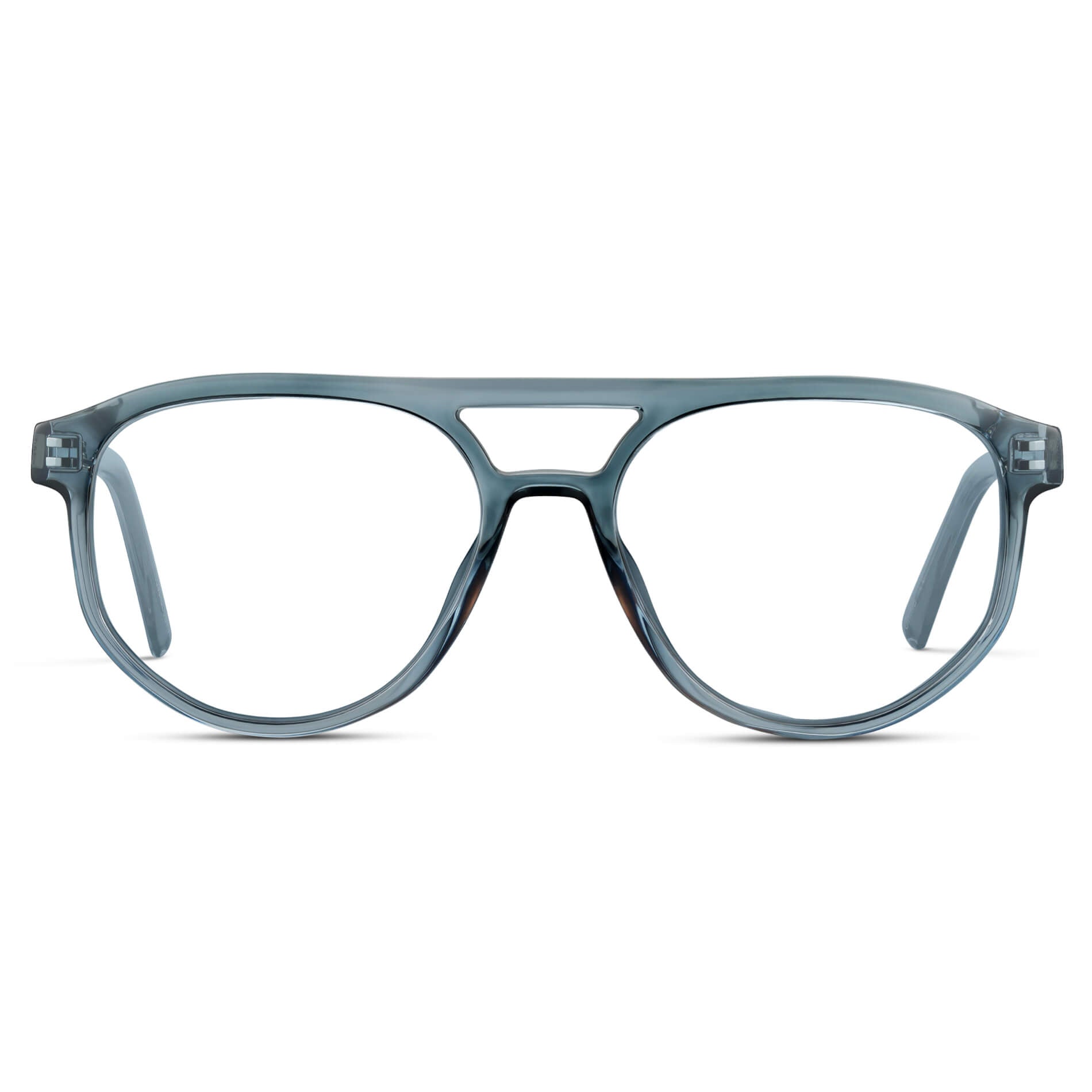 Chambray Blue || Modern Aviator Blue Acetate Frame with Clear Prescription Lens