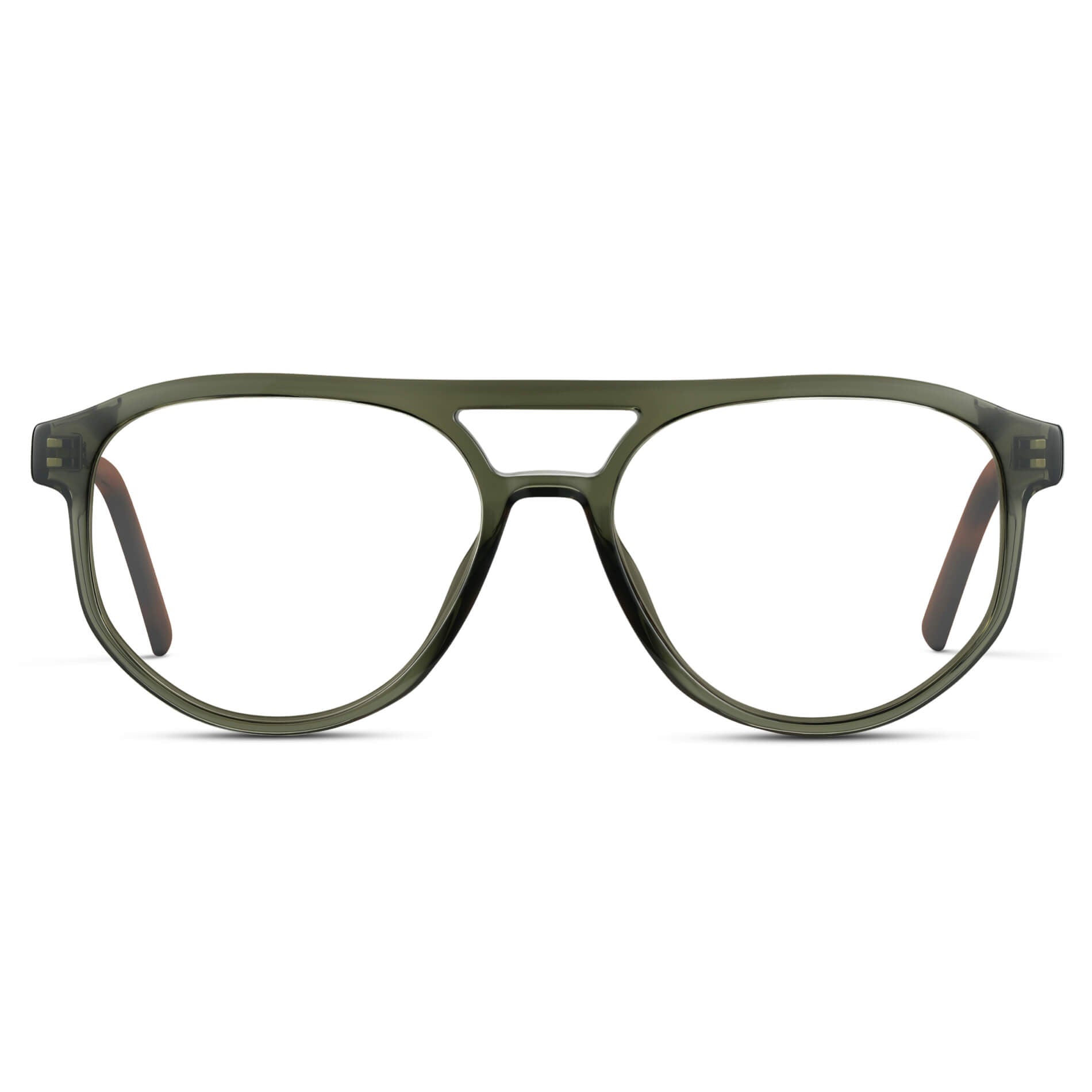 Tortoise Sage || Modern Aviator Green Acetate Frame with Clear Prescription Lens