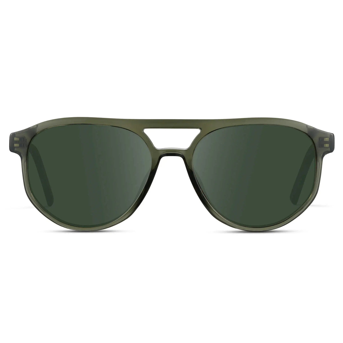 Tortoise Sage / G15 || Front view of Men's Modern Aviator Prescription Sunglasses with Green Acetate Frame and Green Prescription Lens
