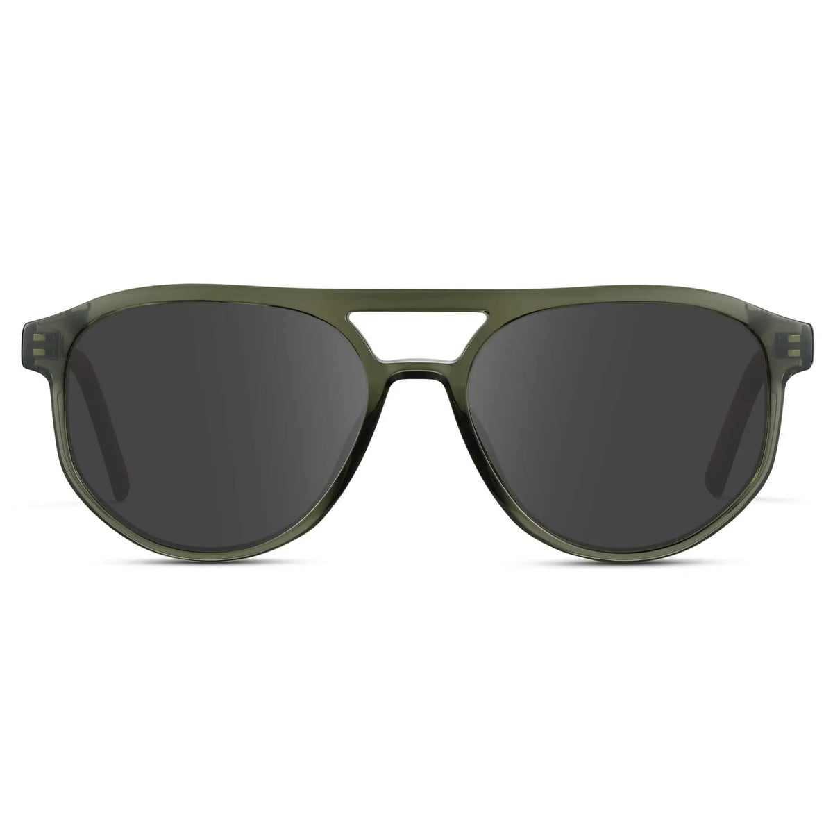 Tortoise Sage / Grey || Front view of Men's Modern Aviator Prescription Sunglasses with Green Acetate Frame and Grey Prescription Lens