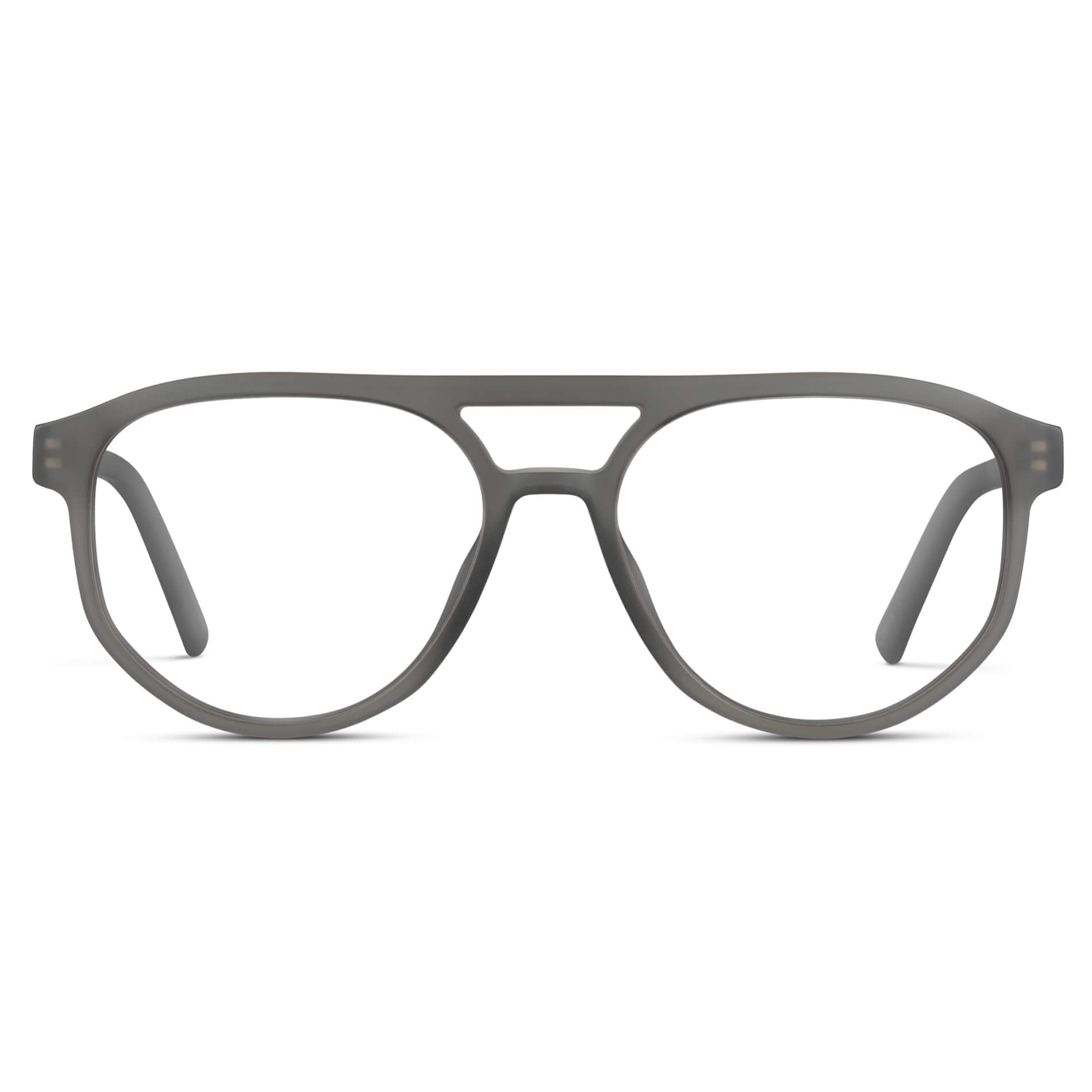 Frosted Graphite || Modern Aviator Grey Acetate Frame with Clear Prescription Lens