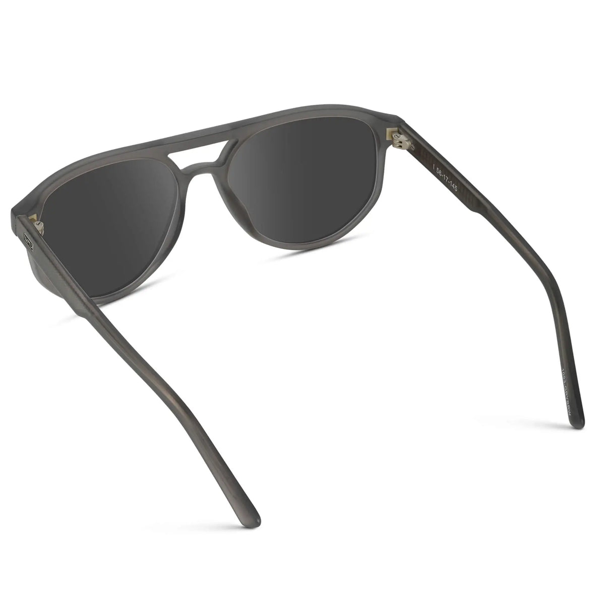 Frosted Graphite / Grey || Back view of Men's Modern Aviator Prescription Sunglasses with Grey Acetate Frame and Grey Prescription Lens