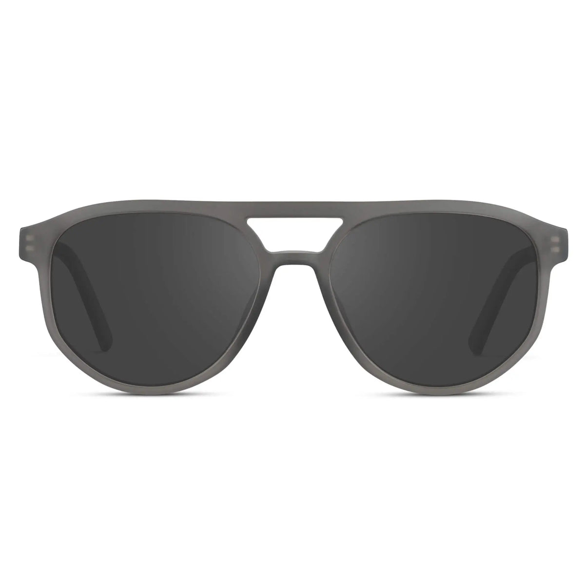 Frosted Graphite / Grey || Front view of Men's Modern Aviator Prescription Sunglasses with Grey Acetate Frame and Grey Prescription Lens