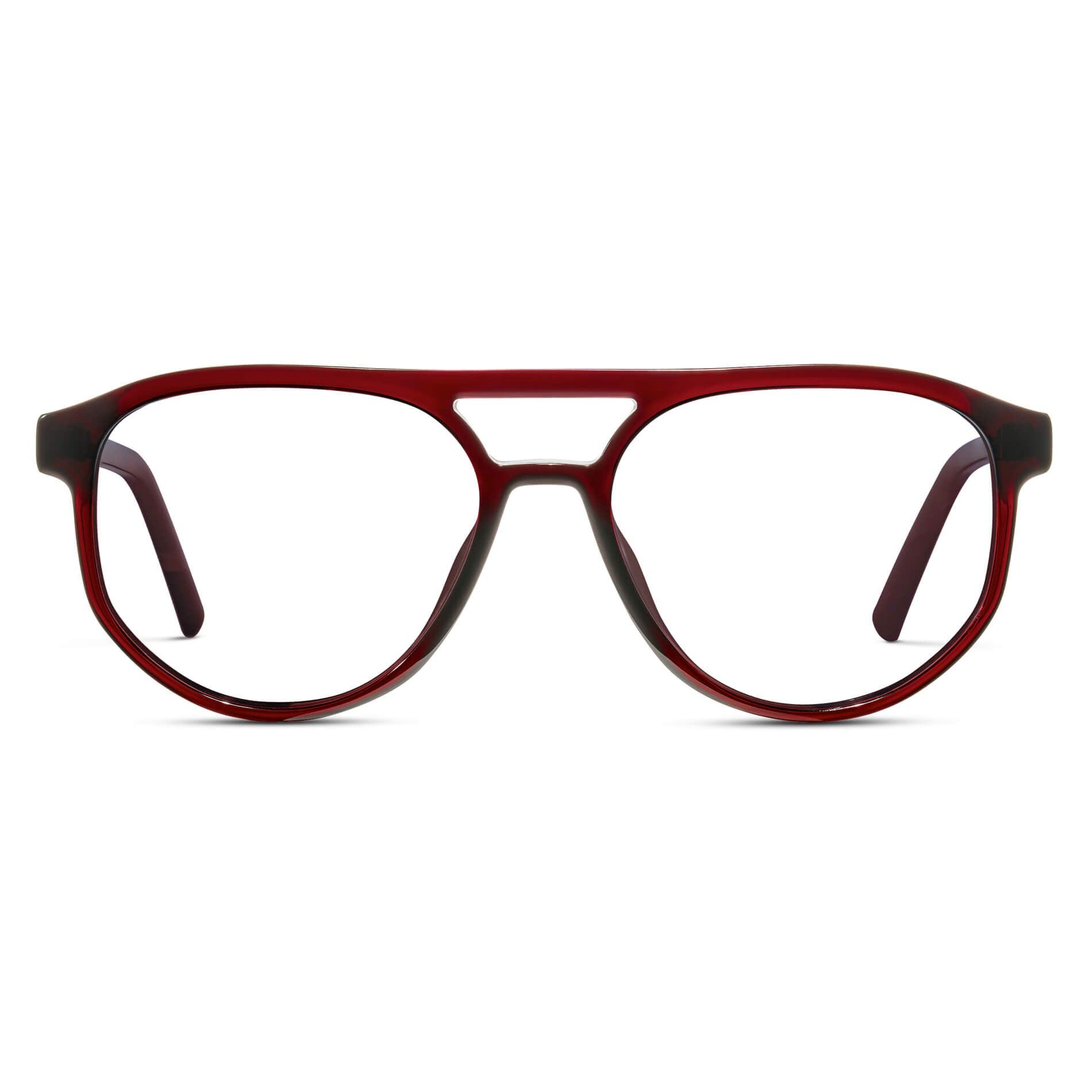 Red Garnet || Modern Aviator Red Acetate Frame with Clear Prescription Lens