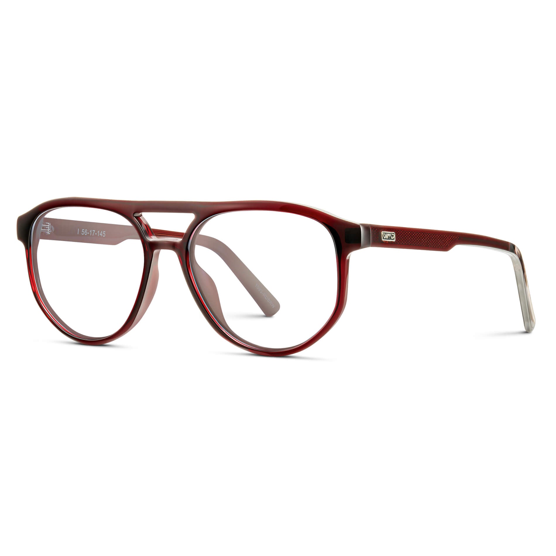 Red Garnet || Modern Aviator Red Acetate Frame with Clear Prescription Lens