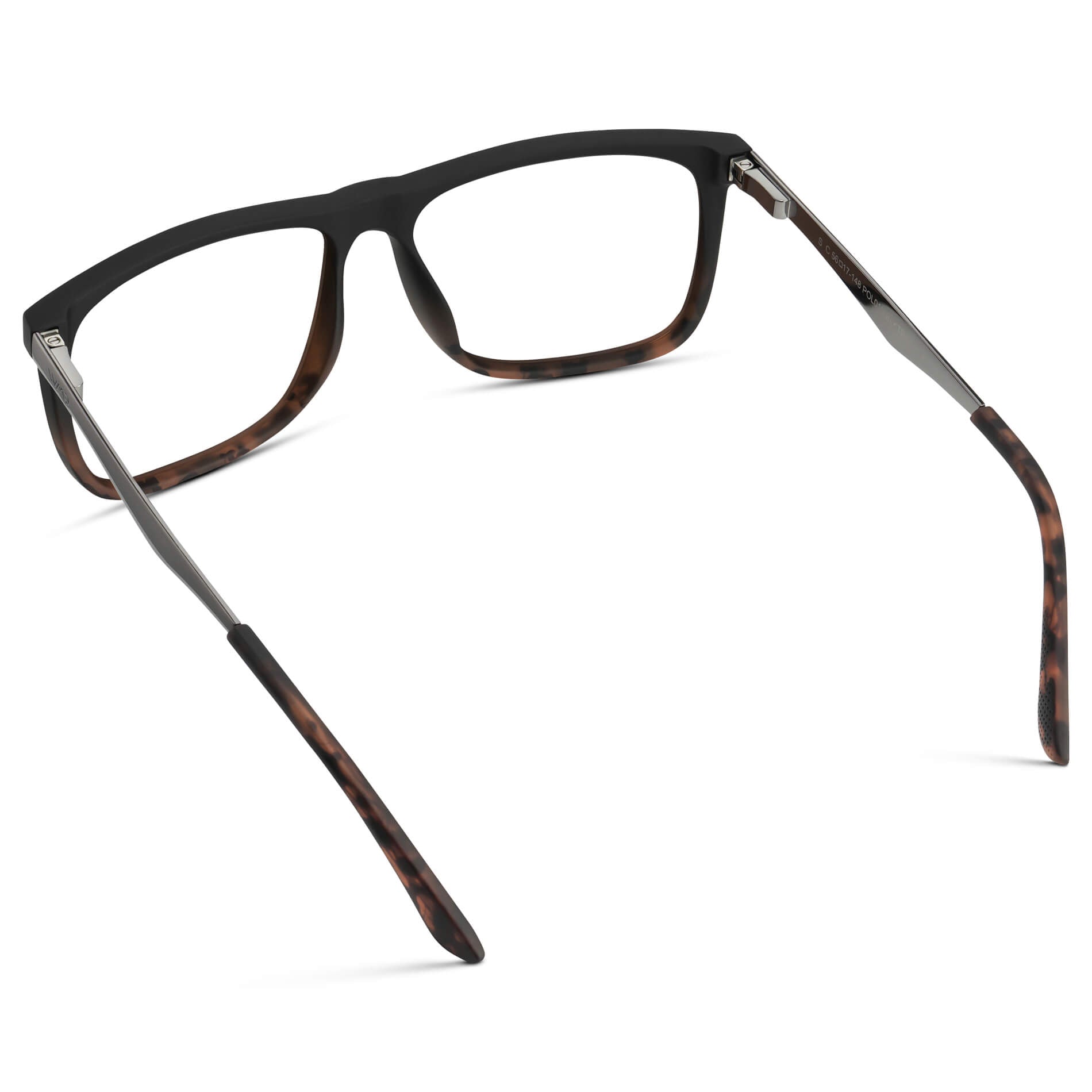 Matte Black Tortoise || Men's Matte Black Tortoise Frame Square Eyeglasses with Clear Prescription Lens