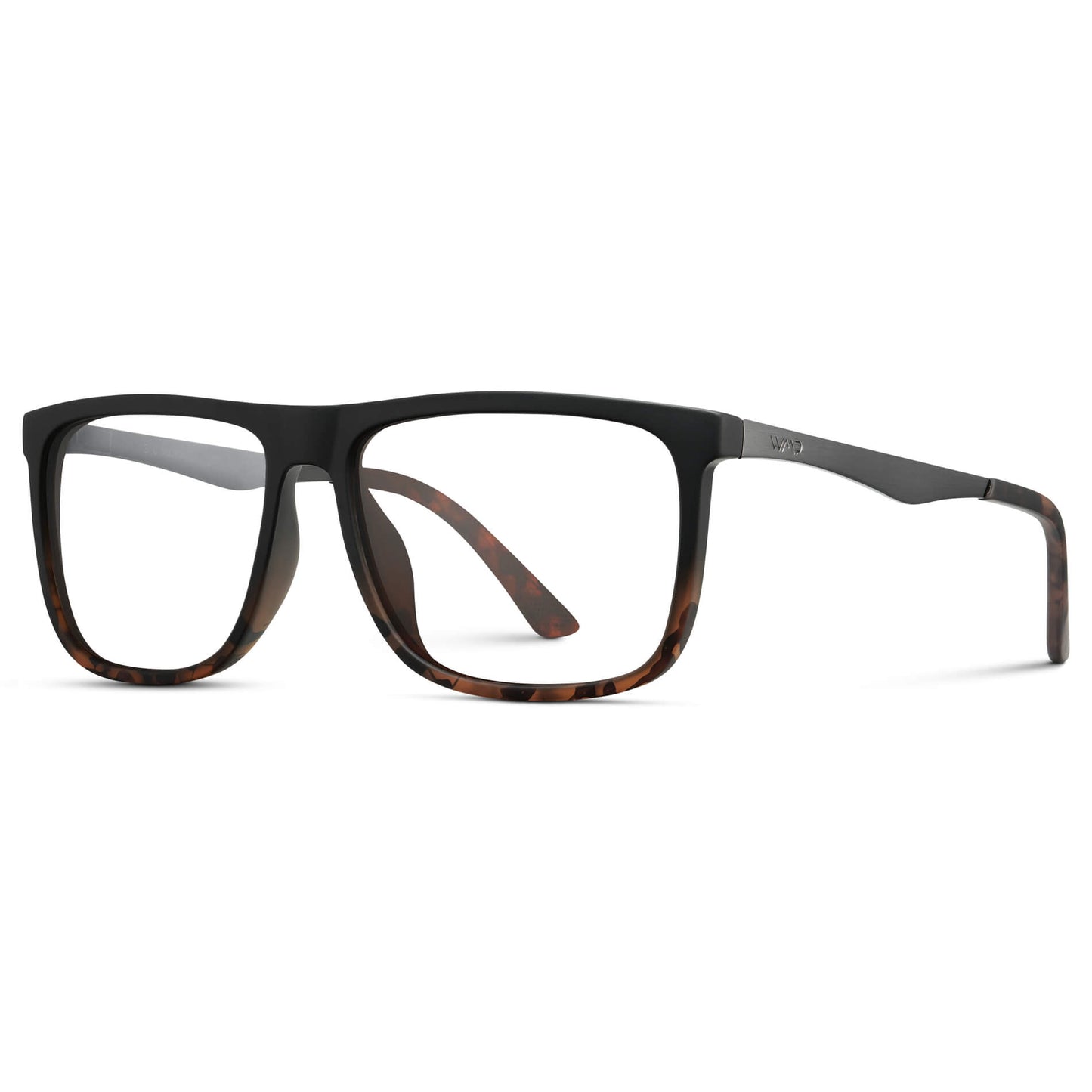 Matte Black Tortoise || Men's Matte Black Tortoise Frame Square Eyeglasses with Clear Prescription Lens