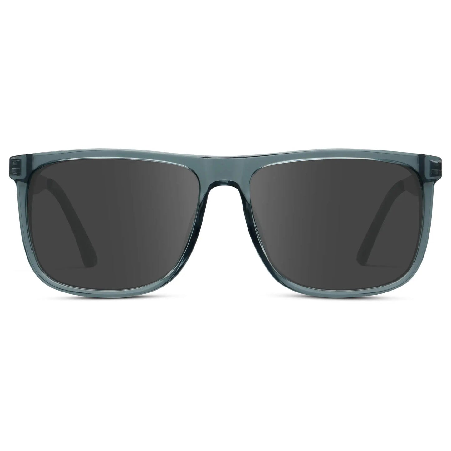 Stone Blue / Grey || Men's Prescription Sunglasses with Stone Blue Acetate and Stainless Steel Frame and Grey Prescription Lens on a white background