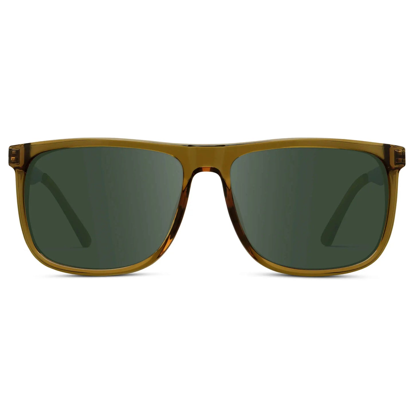 Crystal Verde / G15 || Men's Prescription Sunglasses with Crystal Verde Acetate and Stainless Steel Frame and Green Prescription Lens on a white background