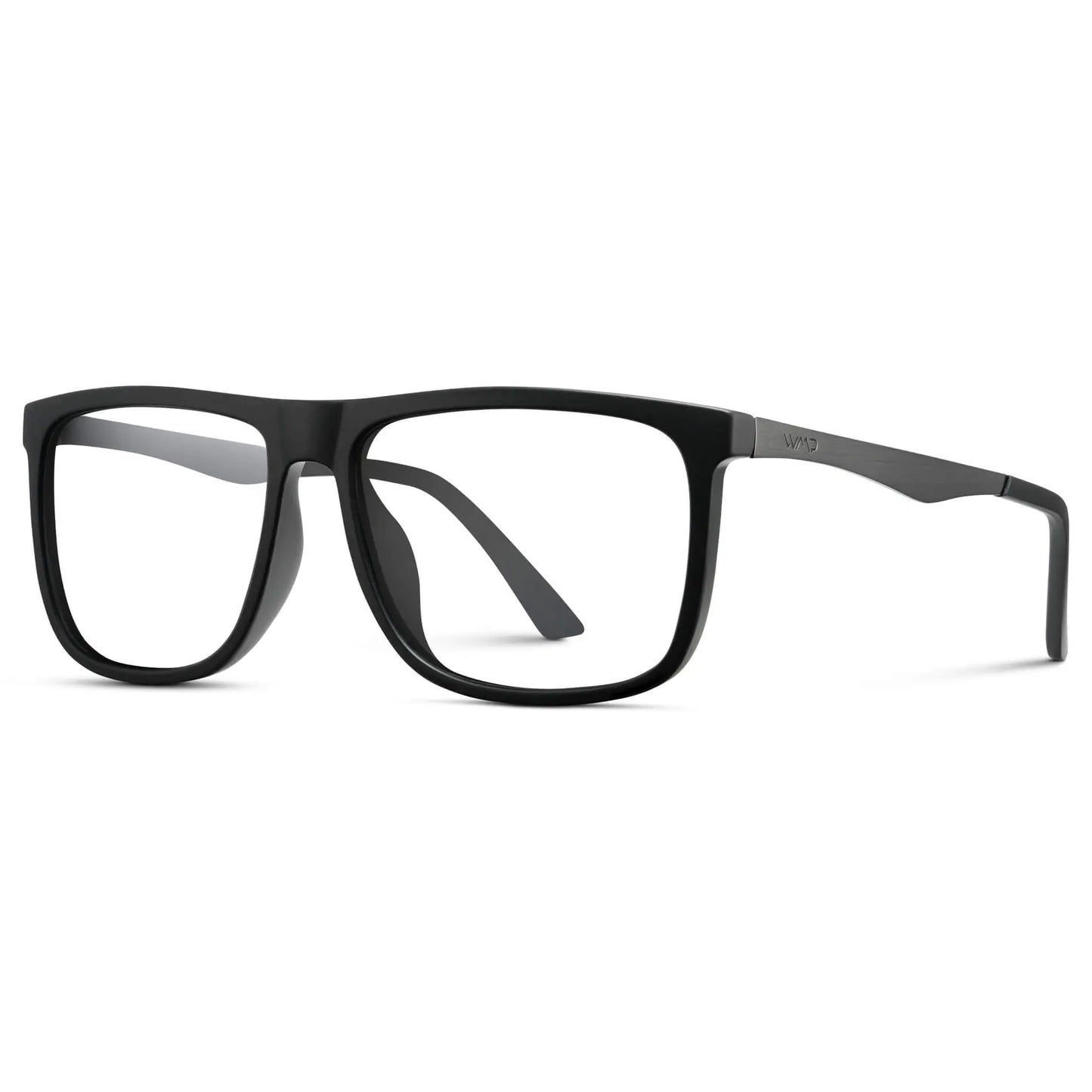 Jade Black || Side view of Men's Square Eyeglasses with Jade Black Frame and Clear Prescription Lens on a white background