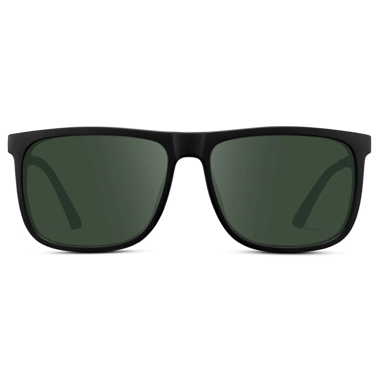 Jade Black / G15 || Men's Prescription Sunglasses with Jade Black Polycarbonate and Stainless Steel Frame and Green Prescription Lens on a white background