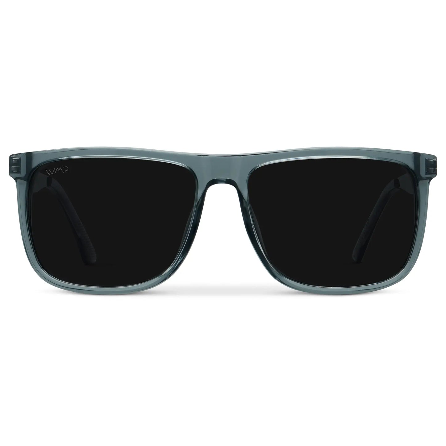 Stone Blue / Triple Black Lens || Stone Blue Square Acetate Frame Sunglasses with Triple Black Polarized Lenses