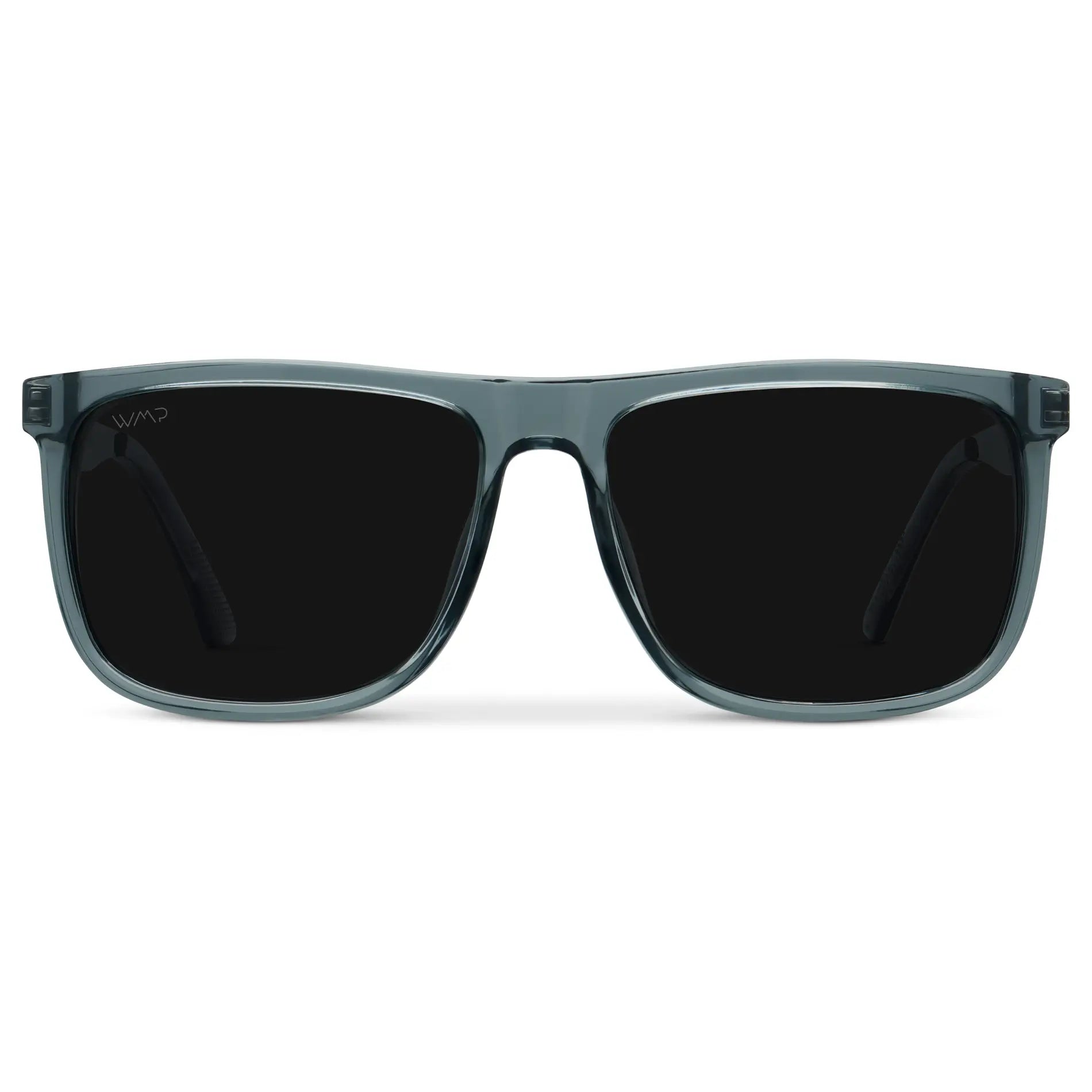 Stone Blue / Triple Black Lens || Stone Blue Square Acetate Frame Sunglasses with Triple Black Polarized Lenses