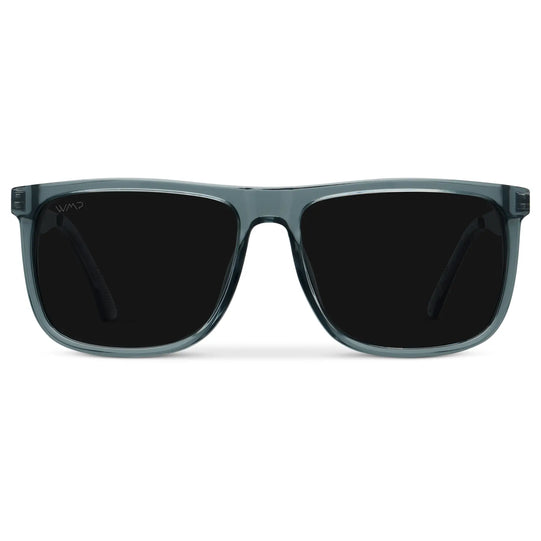 Stone Blue / Triple Black Lens || Stone Blue Square Acetate Frame Sunglasses with Triple Black Polarized Lenses