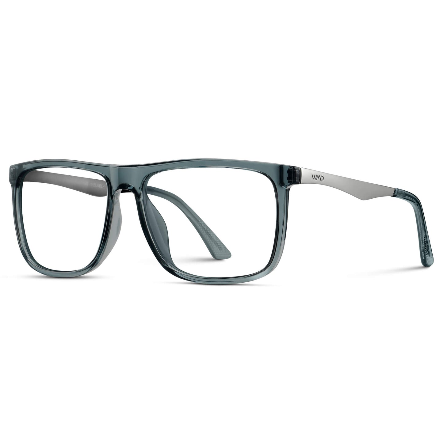 Stone Blue || Men's Stone Blue Frame Square Eyeglasses with Clear Prescription Lens