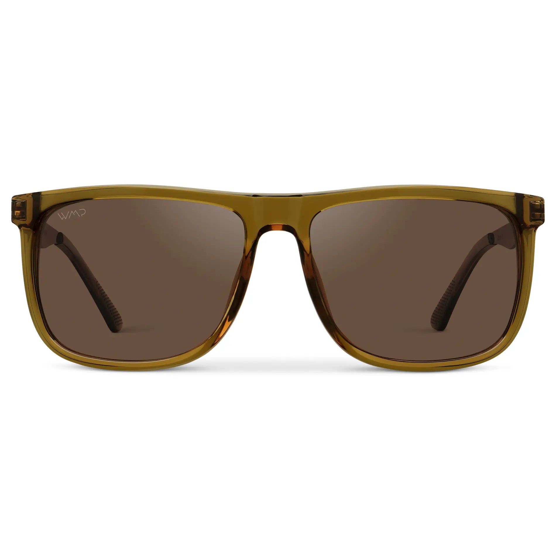 Crystal Verde / Brown Lens || Crystal Verde Square Acetate Frame Sunglasses with Brown Polarized Lenses