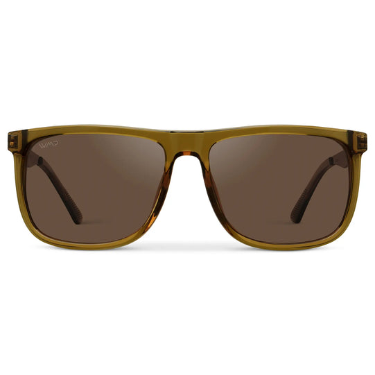 Crystal Verde / Brown Lens || Crystal Verde Square Acetate Frame Sunglasses with Brown Polarized Lenses