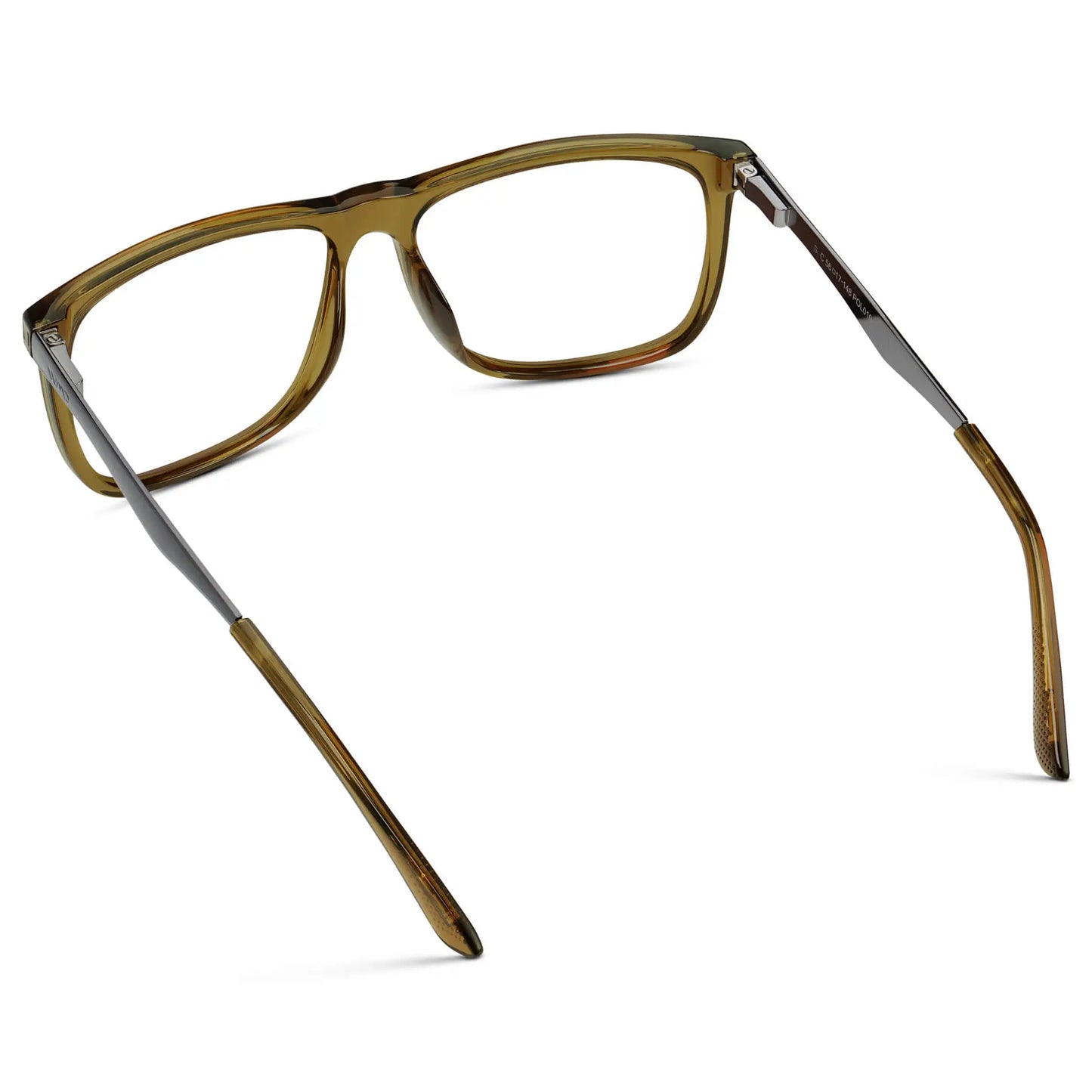 Crystal Verde || Back view of Men's Square Eyeglasses with Crystal Verde Frame and Clear Prescription Lens on a white background