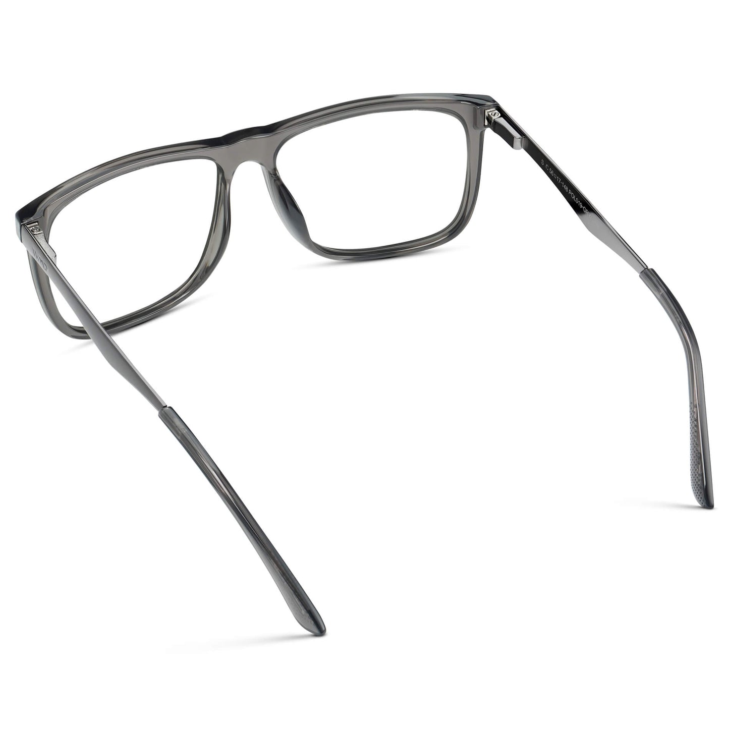 Steel Grey || Men's Steel Grey Frame Square Eyeglasses with Clear Prescription Lens