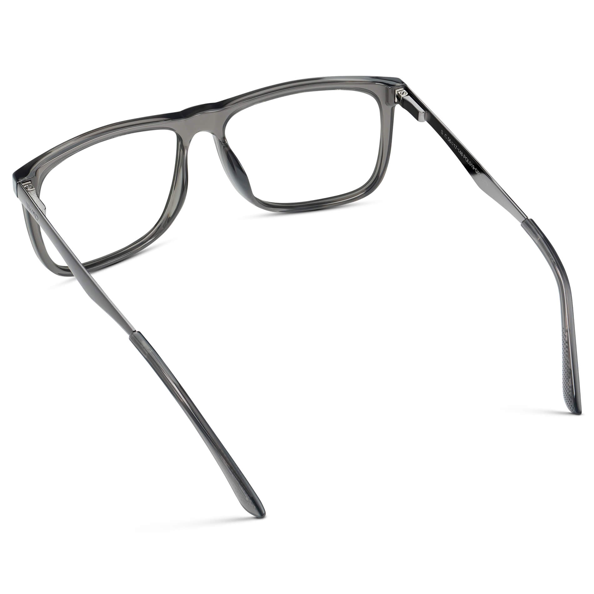 Steel Grey || Men's Steel Grey Frame Square Eyeglasses with Clear Prescription Lens