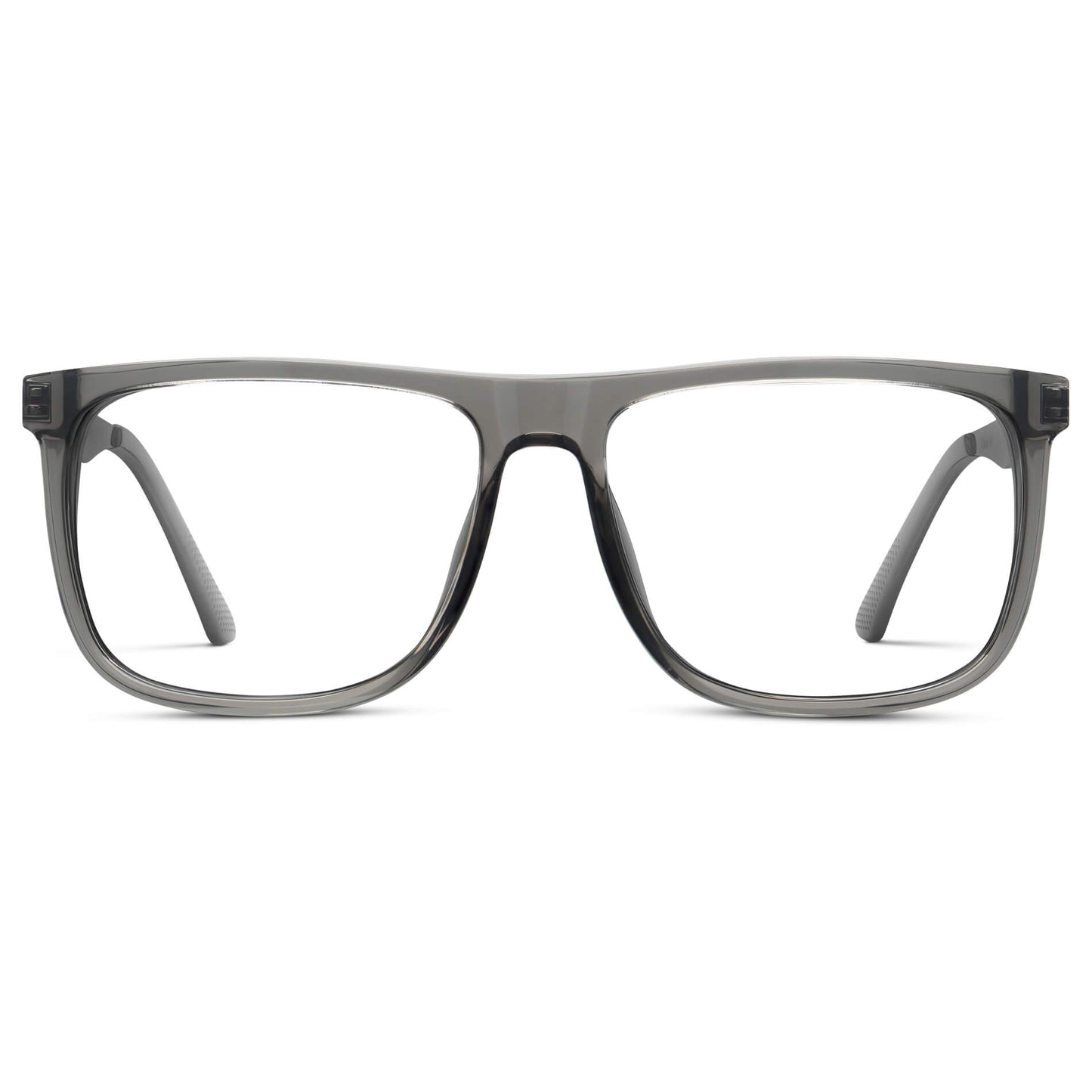 Steel Grey || Men's Steel Grey Frame Square Eyeglasses with Clear Prescription Lens