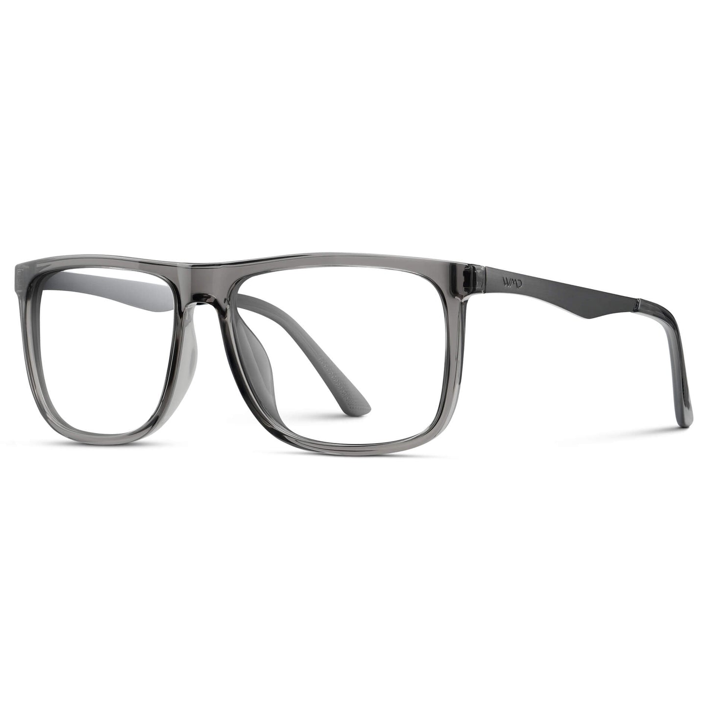 Steel Grey || Men's Steel Grey Frame Square Eyeglasses with Clear Prescription Lens