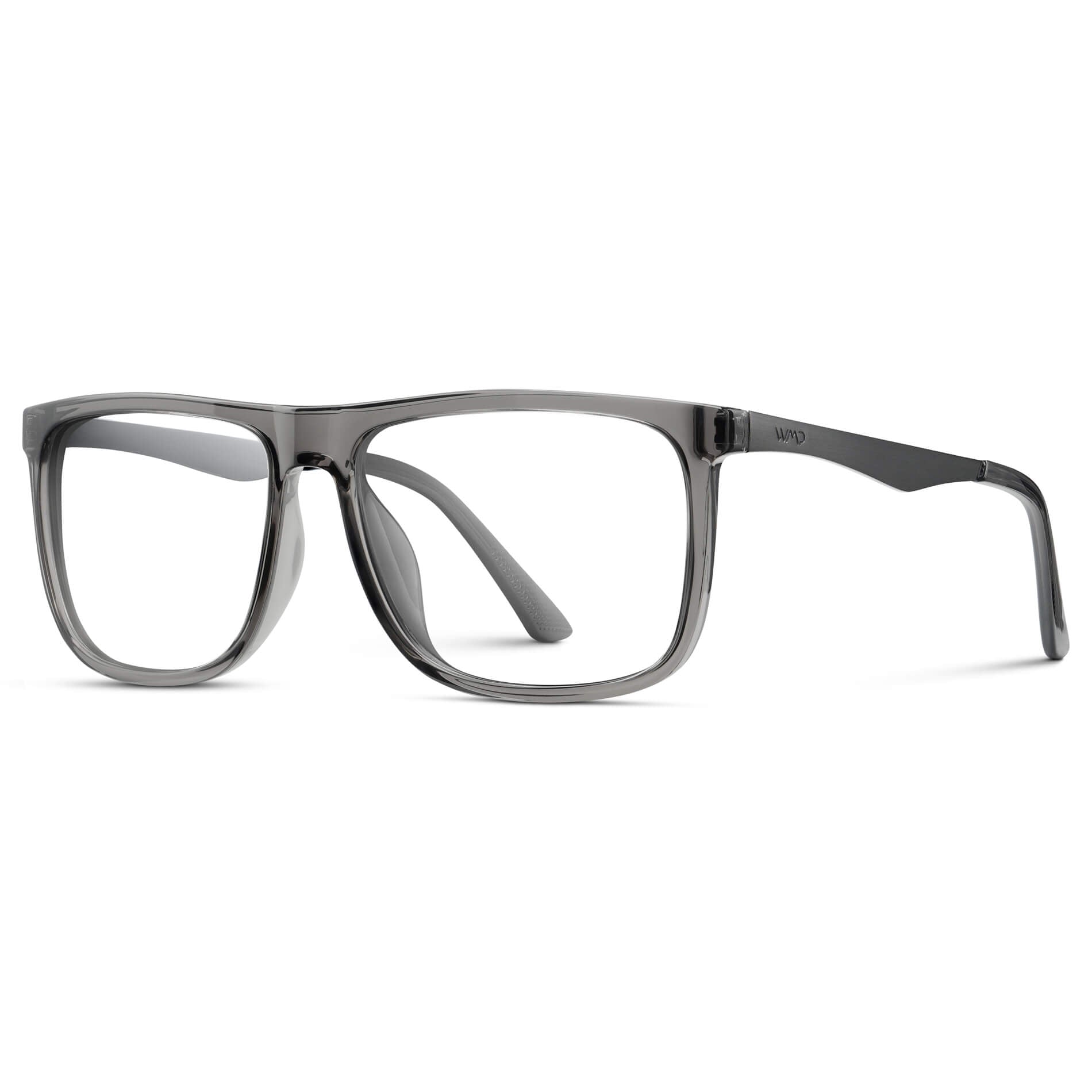 Steel Grey || Men's Steel Grey Frame Square Eyeglasses with Clear Prescription Lens