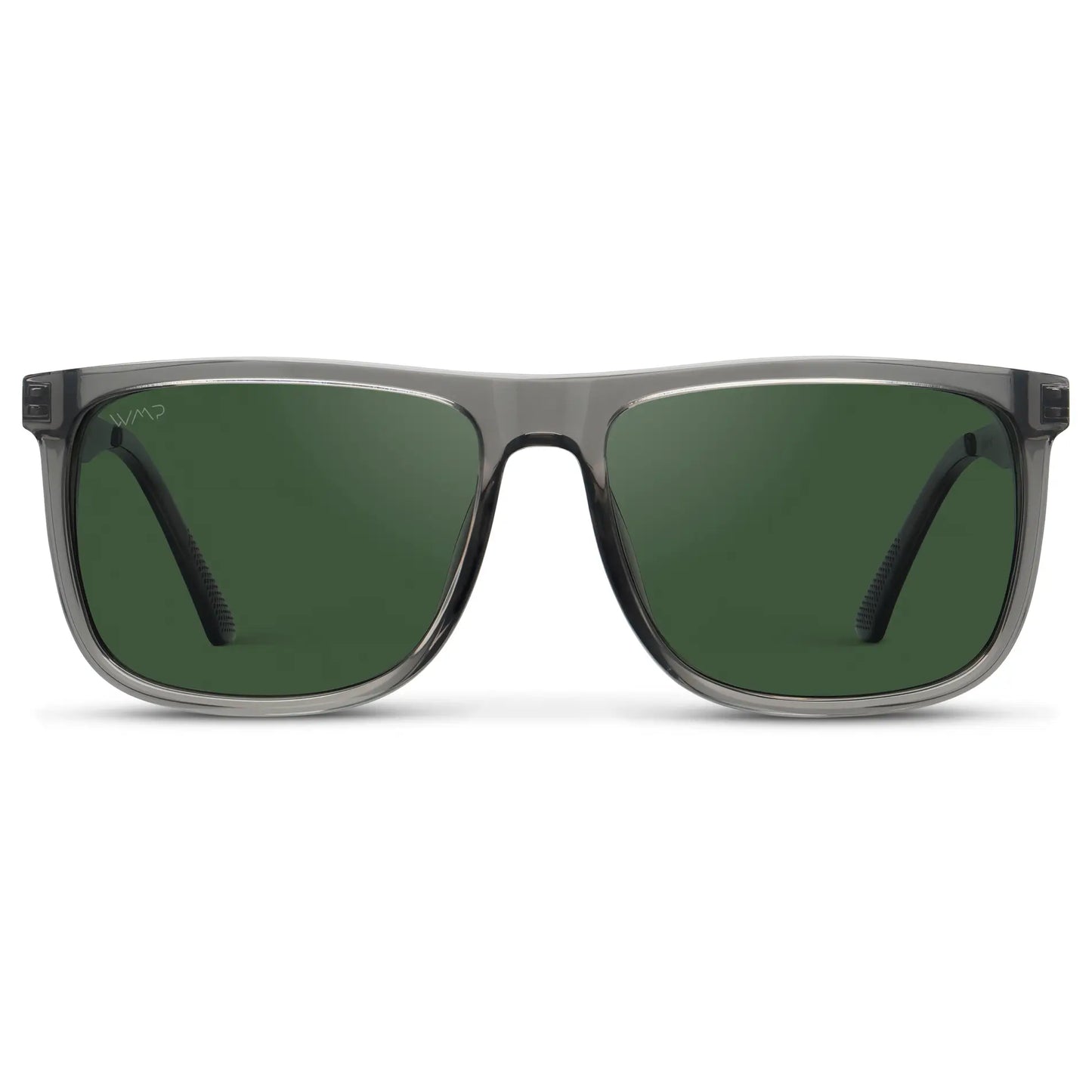 Steel Grey / Smoke Green Lens || Steel Grey Square Acetate Frame Sunglasses with Smoke Green Polarized Lenses
