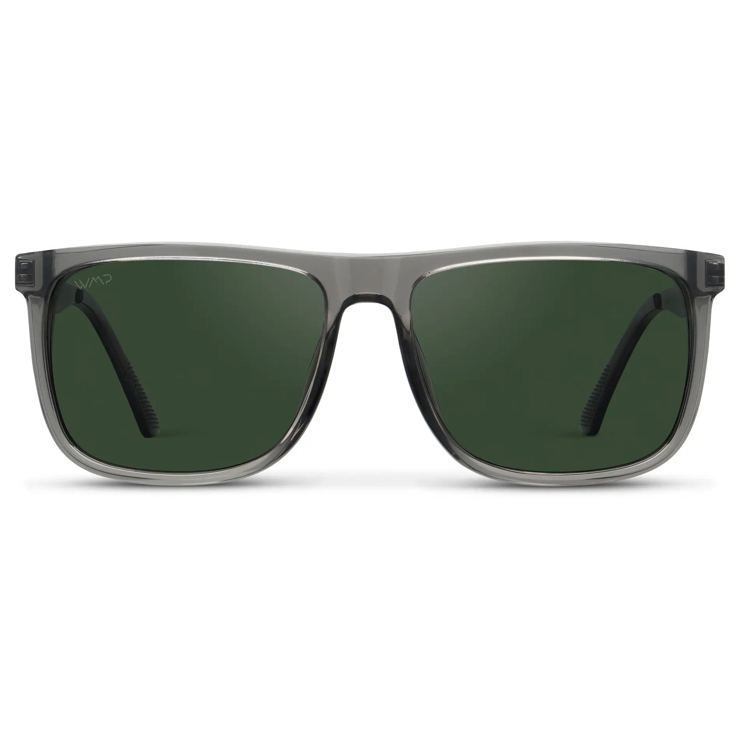 Steel Grey / Smoke Green Lens || Steel Grey Square Acetate Frame Sunglasses with Smoke Green Polarized Lenses