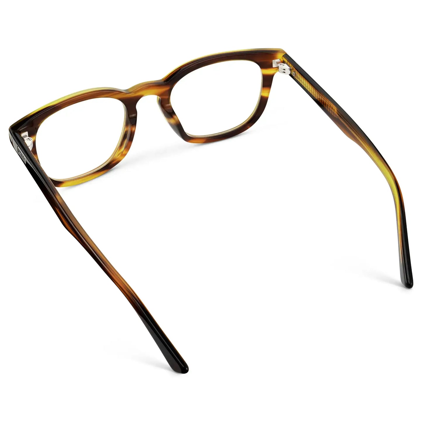 Golden Brown Grain || Men's Square Prescription Eyeglasses with Golden Brown Grain Acetate Frame and Clear Lens