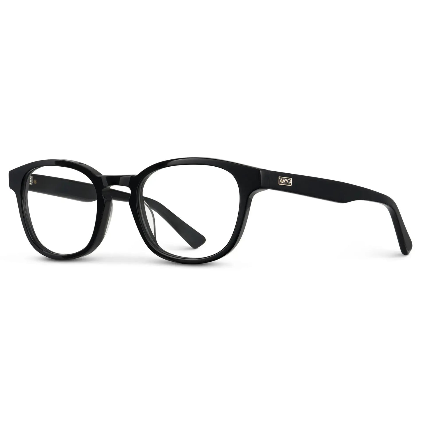 Black || Men's Rounded Rectangular Prescription Eyeglasses with Black Acetate Frame and Clear Lens